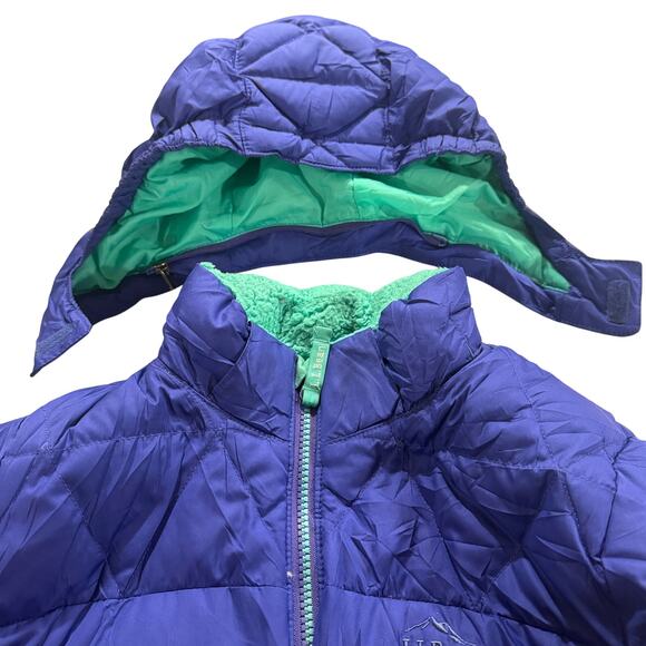 LL Bean's Down Jacket Blue with Green Interior Size S8 - Picture 7 of 8